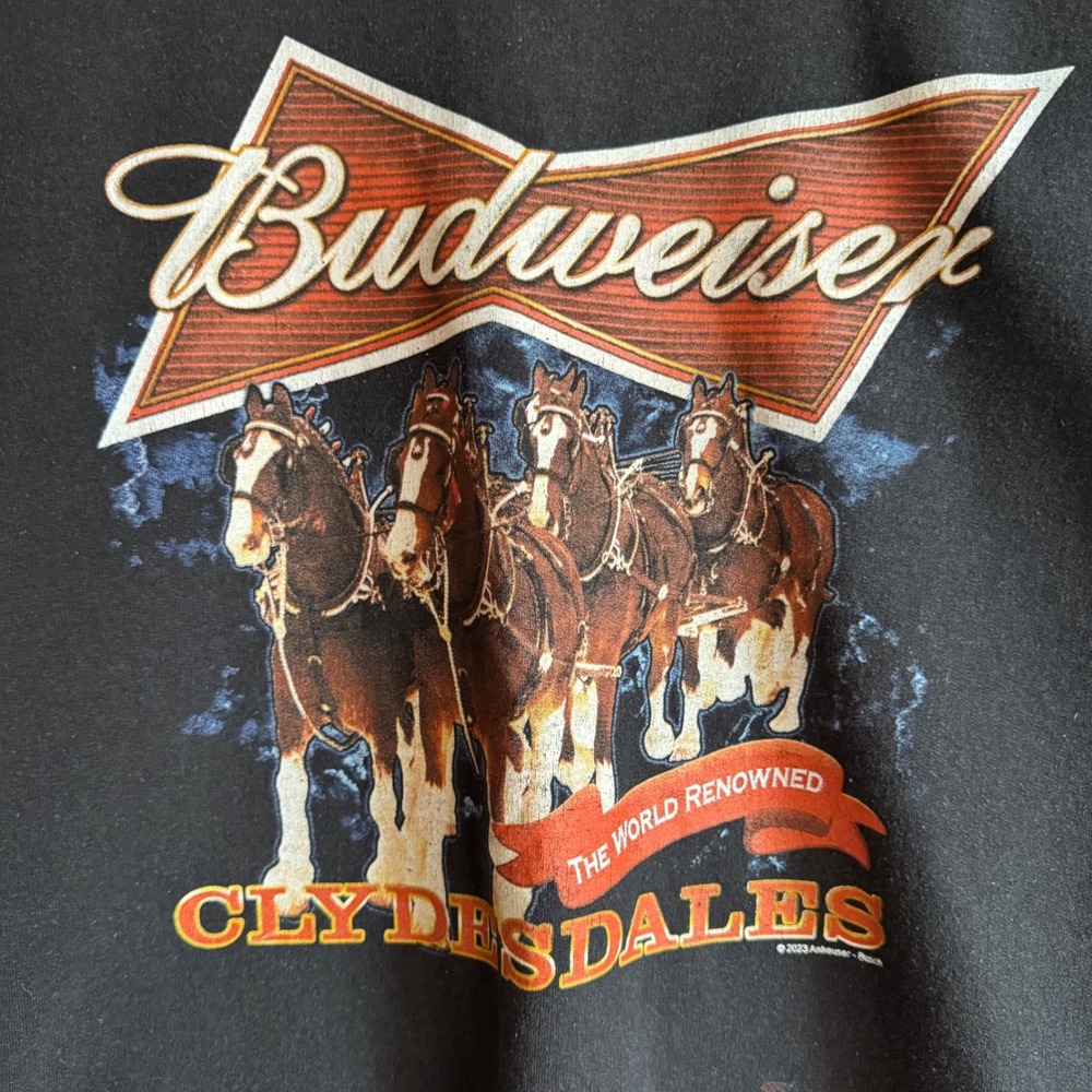 Budweiser Clydesdales Sweatshirt Large Black Junk Food Graphic Pullover - Picture 5 of 8